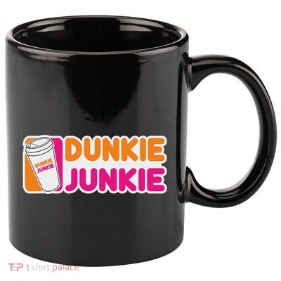 Funny Dunkie Junkie Coffee Love Funny Coffee Saying 11oz C Handle Ceramic Mug