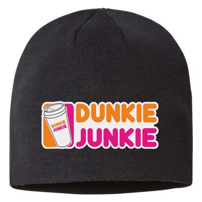 Funny Dunkie Junkie Coffee Love Funny Coffee Saying Sustainable Beanie