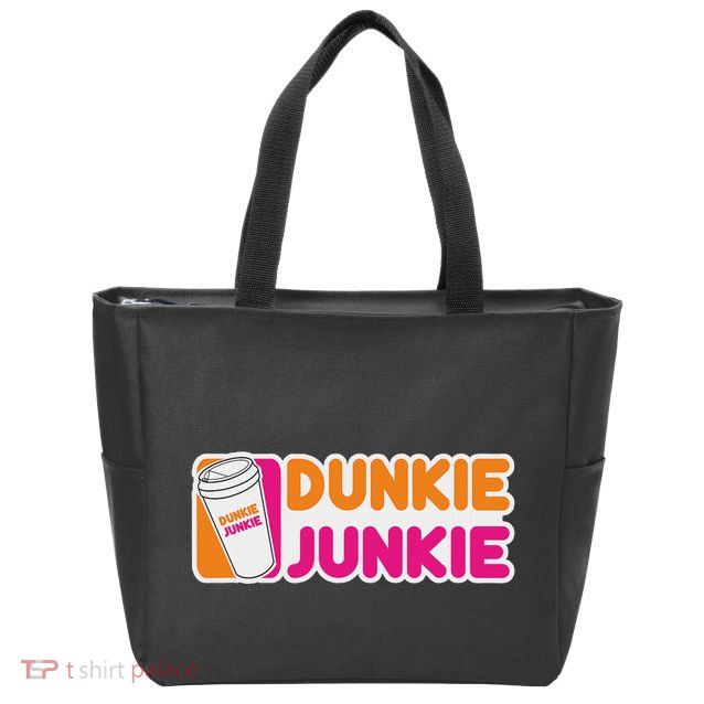 Funny Dunkie Junkie Coffee Love Funny Coffee Saying Zip Tote Bag