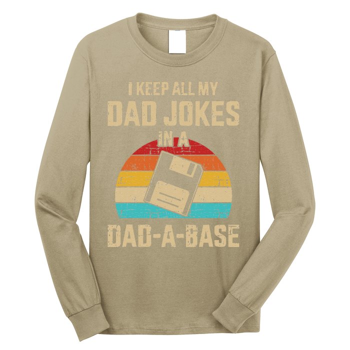 Funny Dad Jokes In Dadabase Vintage For Fathers Day Long Sleeve Shirt