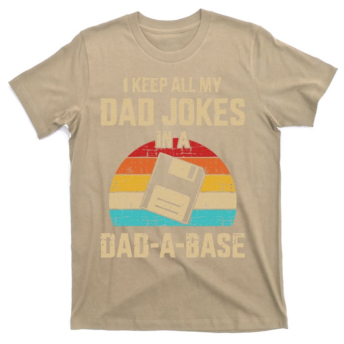 Funny Dad Jokes In Dadabase Vintage For Fathers Day T-Shirt