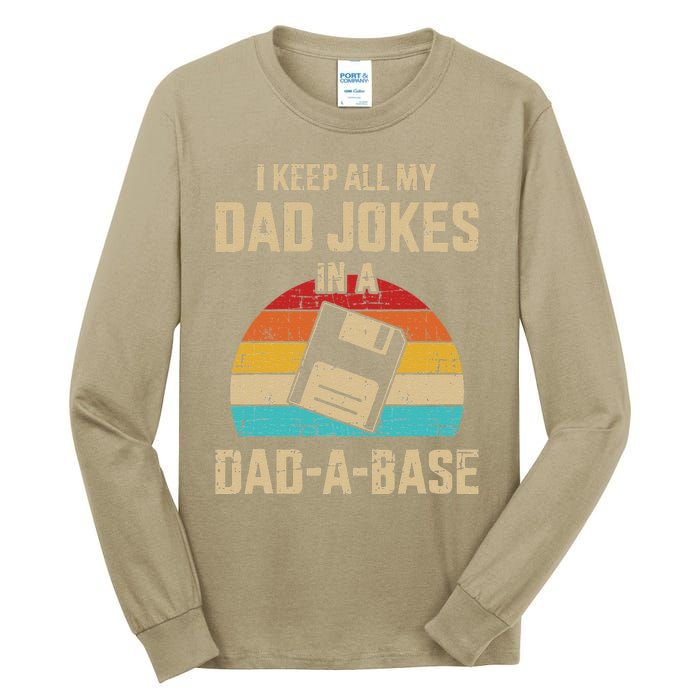 Funny Dad Jokes In Dadabase Vintage For Fathers Day Tall Long Sleeve T-Shirt