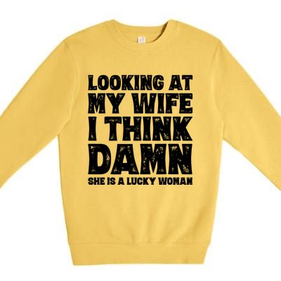 Funny Dad Joke Quote For Husband Father From Wife Premium Crewneck Sweatshirt