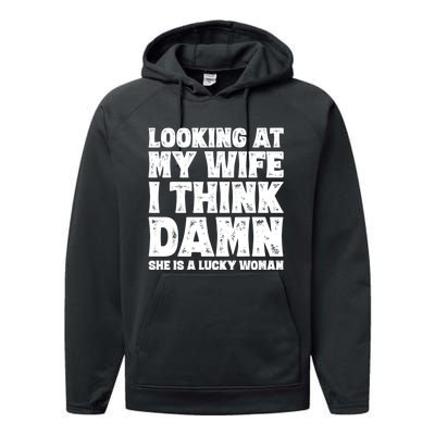 Funny Dad Joke Quote For Husband Father From Wife Performance Fleece Hoodie