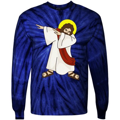 Funny Dabbing Jesus Christ Birthday Present For You Tie-Dye Long Sleeve Shirt