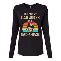 Funny Dad Jokes In Dadabase Vintage For Fathers Day Womens Cotton Relaxed Long Sleeve T-Shirt