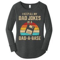 Funny Dad Jokes In Dadabase Vintage For Fathers Day Women's Perfect Tri Tunic Long Sleeve Shirt