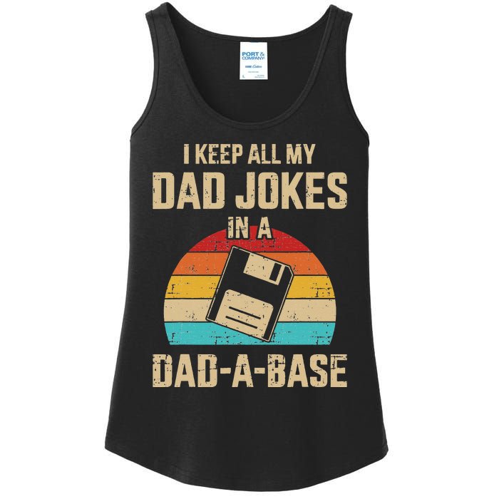 Funny Dad Jokes In Dadabase Vintage For Fathers Day Ladies Essential Tank