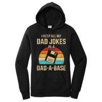 Funny Dad Jokes In Dadabase Vintage For Fathers Day Women's Pullover Hoodie