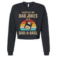 Funny Dad Jokes In Dadabase Vintage For Fathers Day Cropped Pullover Crew