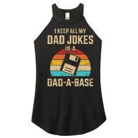 Funny Dad Jokes In Dadabase Vintage For Fathers Day Women's Perfect Tri Rocker Tank