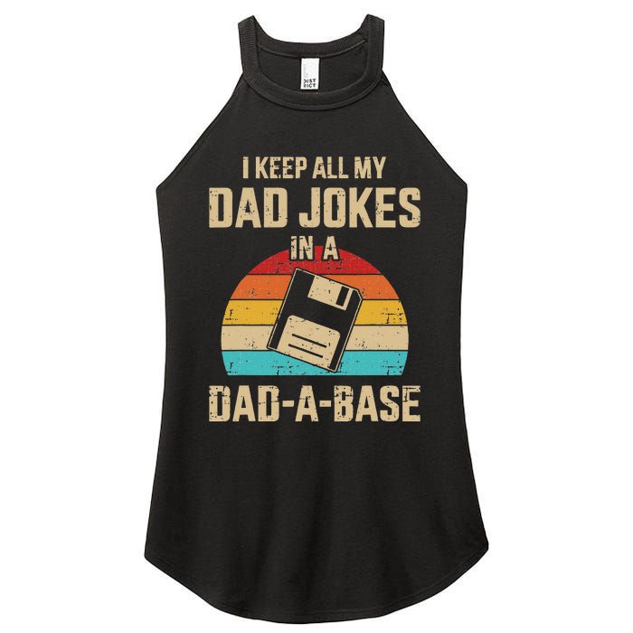 Funny Dad Jokes In Dadabase Vintage For Fathers Day Women's Perfect Tri Rocker Tank