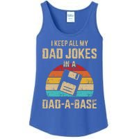 Funny dad jokes in dadabase vintage for father's day Ladies Essential Tank