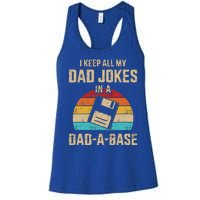 Funny dad jokes in dadabase vintage for father's day Women's Racerback Tank