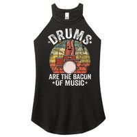 Funny Drummer Jokes Drums Are The Bacon Of Music Women’s Perfect Tri Rocker Tank