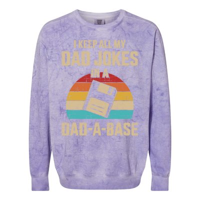 Funny Dad Jokes In Dadmeaningful Giftameaningful Giftbase Vintage For Father's D Colorblast Crewneck Sweatshirt