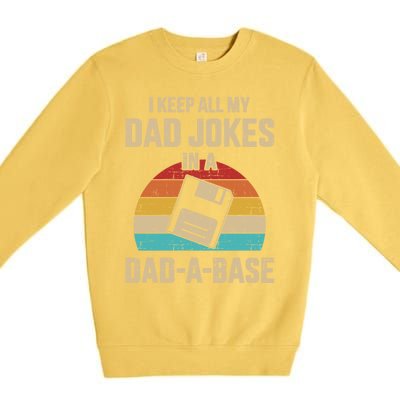 Funny Dad Jokes In Dadmeaningful Giftameaningful Giftbase Vintage For Father's D Premium Crewneck Sweatshirt