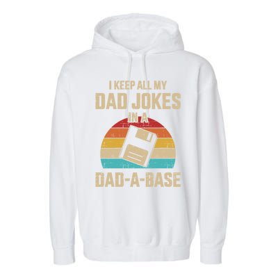 Funny Dad Jokes In Dadmeaningful Giftameaningful Giftbase Vintage For Father's D Garment-Dyed Fleece Hoodie