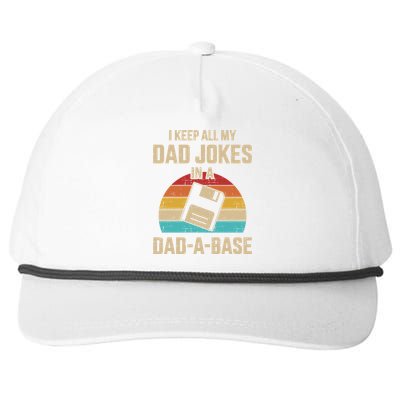 Funny Dad Jokes In Dadabase Vintage For FatherS Day Gift Snapback Five-Panel Rope Hat