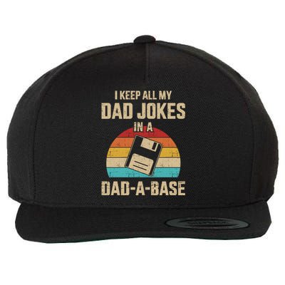 Funny Dad Jokes In Dadabase Vintage For FatherS Day Gift Wool Snapback Cap