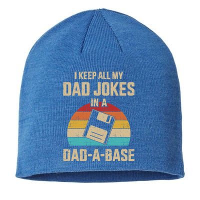 Funny Dad Jokes In Dadabase Vintage For FatherS Day Gift Sustainable Beanie