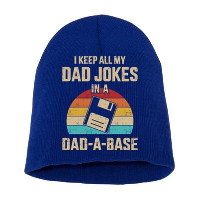 Funny Dad Jokes In Dadabase Vintage For FatherS Day Gift Short Acrylic Beanie