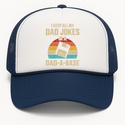 Funny Dad Jokes In Dadabase Vintage For FatherS Day Gift Trucker Hat