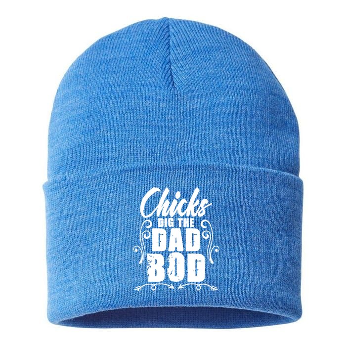 Father Dad Jokes Chicks Dig The Dad Bod Gift Sustainable Knit Beanie