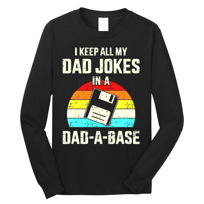 Funny Dad Jokes In Dadabase Vintage For Fathers Day Long Sleeve Shirt