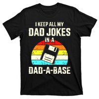 Funny Dad Jokes In Dadabase Vintage For Fathers Day T-Shirt