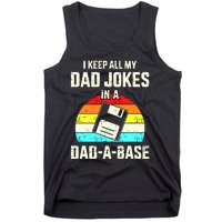 Funny Dad Jokes In Dadabase Vintage For Fathers Day Tank Top