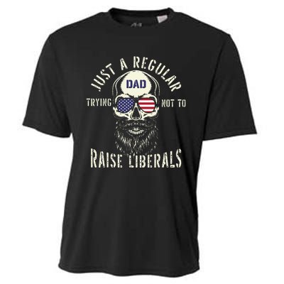 Fathers Day Just A Regular Dad Trying Not To Raise Liberals Cooling Performance Crew T-Shirt