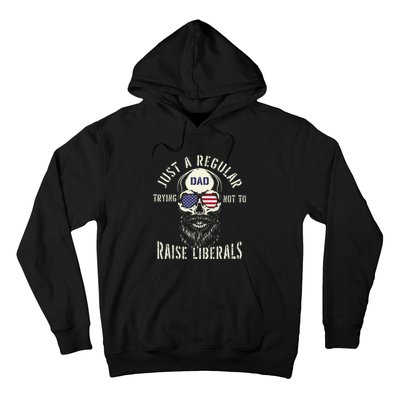 Fathers Day Just A Regular Dad Trying Not To Raise Liberals Hoodie