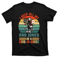 Funny dad jokes in dadabase vintage for father's day T-Shirt