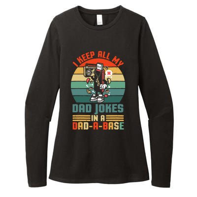 Funny dad jokes in dadabase vintage for father's day Womens CVC Long Sleeve Shirt