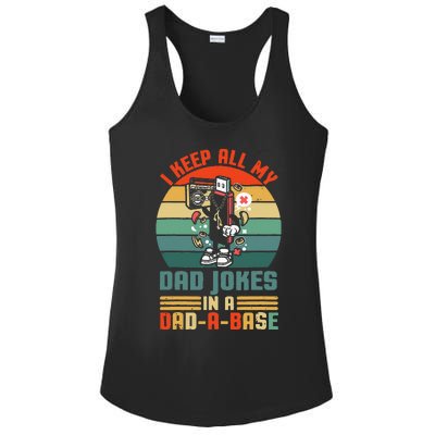 Funny dad jokes in dadabase vintage for father's day Ladies PosiCharge Competitor Racerback Tank