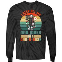 Funny dad jokes in dadabase vintage for father's day Tie-Dye Long Sleeve Shirt