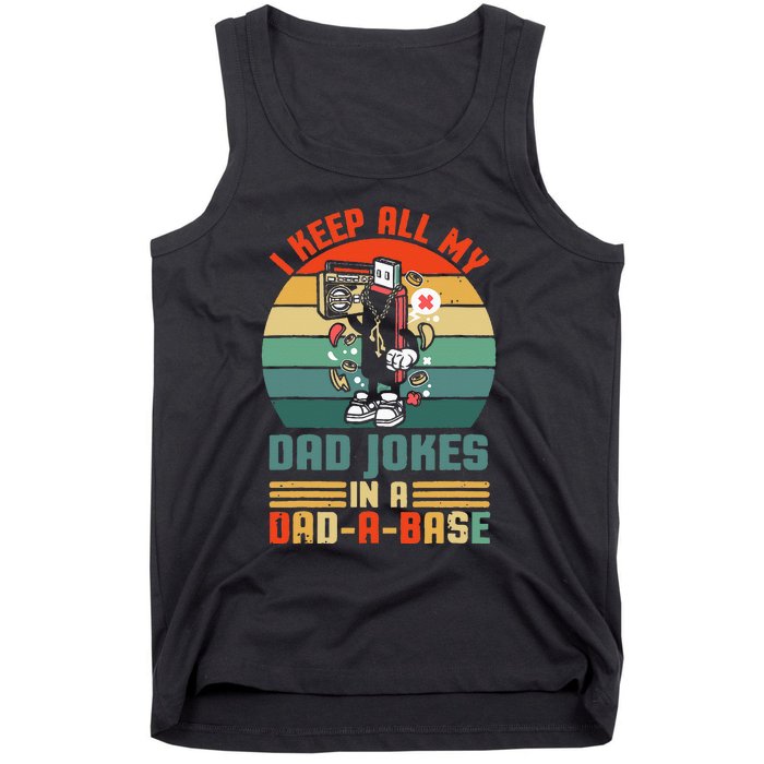 Funny dad jokes in dadabase vintage for father's day Tank Top