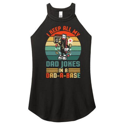 Funny dad jokes in dadabase vintage for father's day Women’s Perfect Tri Rocker Tank