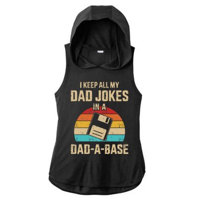 Funny Dad Jokes In Dadabase Vintage For Fathers Day Ladies PosiCharge Tri-Blend Wicking Draft Hoodie Tank