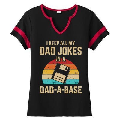 Funny Dad Jokes In Dadabase Vintage For Fathers Day Ladies Halftime Notch Neck Tee