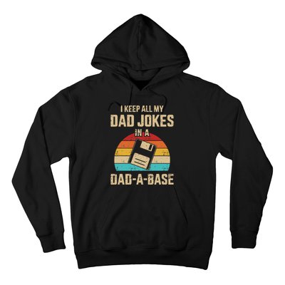 Funny Dad Jokes In Dadabase Vintage For Fathers Day Hoodie