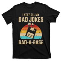 Funny Dad Jokes In Dadabase Vintage For Fathers Day T-Shirt