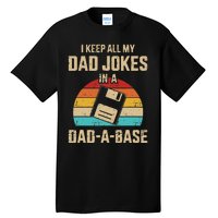 Funny Dad Jokes In Dadabase Vintage For Fathers Day Tall T-Shirt