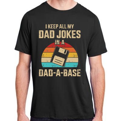 Funny Dad Jokes In Dadabase Vintage For Fathers Day Adult ChromaSoft Performance T-Shirt