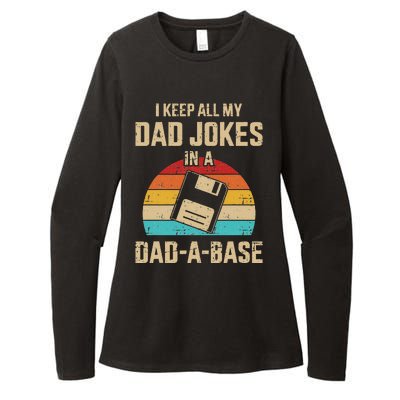 Funny Dad Jokes In Dadabase Vintage For Fathers Day Womens CVC Long Sleeve Shirt