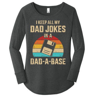 Funny Dad Jokes In Dadabase Vintage For Fathers Day Women's Perfect Tri Tunic Long Sleeve Shirt