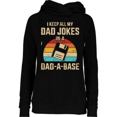 Funny Dad Jokes In Dadabase Vintage For Fathers Day Womens Funnel Neck Pullover Hood