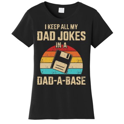 Funny Dad Jokes In Dadabase Vintage For Fathers Day Women's T-Shirt