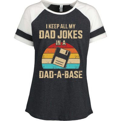 Funny Dad Jokes In Dadabase Vintage For Fathers Day Enza Ladies Jersey Colorblock Tee